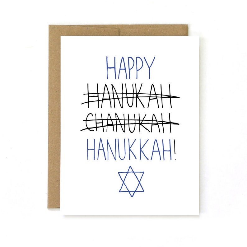 Blue and White Hanukkah Card Happy Hanukkah Card