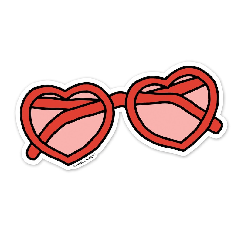 Cute Heart Glasses Sticker Heart Sunglasses Sticker Cute Vinyl Sticker image 1