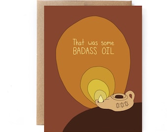 Funny Hanukkah Card - Badass Oil