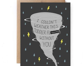 Toddler Parenting Card - Funny Father's Mother's Day Card for Toddler Dad Mom from Wife Husband - Mom Friend Support Card