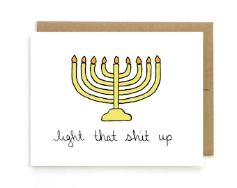 Funny Hanukkah Card - Menorah Card - Chanukah Card - Mature