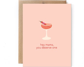 Mothers Day Card for Mom Friend - Mom to Mom Card - Mothers Day Friend Gift Cocktail Card - Mothers Day Happy Hour Card for Friend