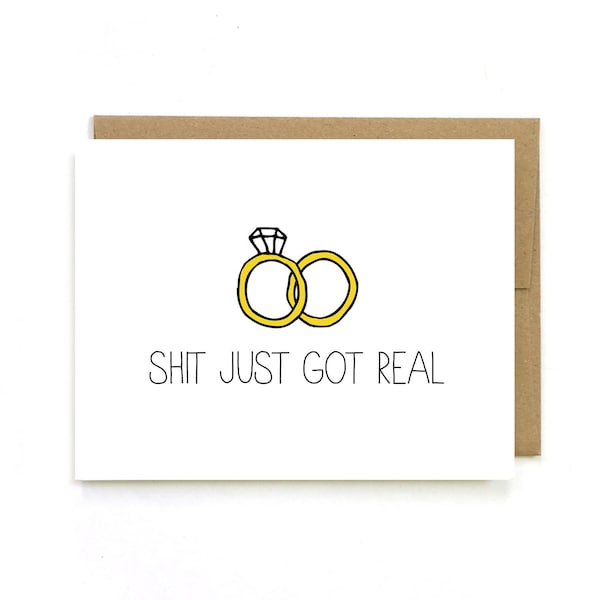 Engagement Card - Wedding Announcement - Sh-t Just Got Real - Mature