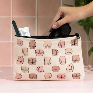 Valentine's Day Gift for Her Friend - Butt Makeup Zipper Pouch Cosmetic Bag- Funny Butt Gift