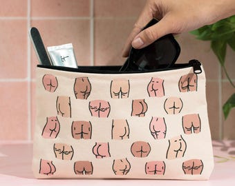 Valentine's Day Gift for Her Friend - Butt Makeup Zipper Pouch Cosmetic Bag- Funny Butt Gift