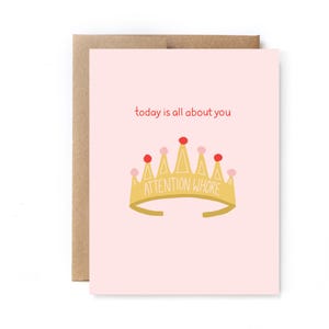 Funny Birthday Card for Her Best Friend Sister 30th 40th Cute Pink Crown Birthday Card - Attention Wh*re