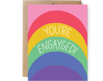 Gay Engagement Card - Gay Lesbian Wedding Announcement - Engayged