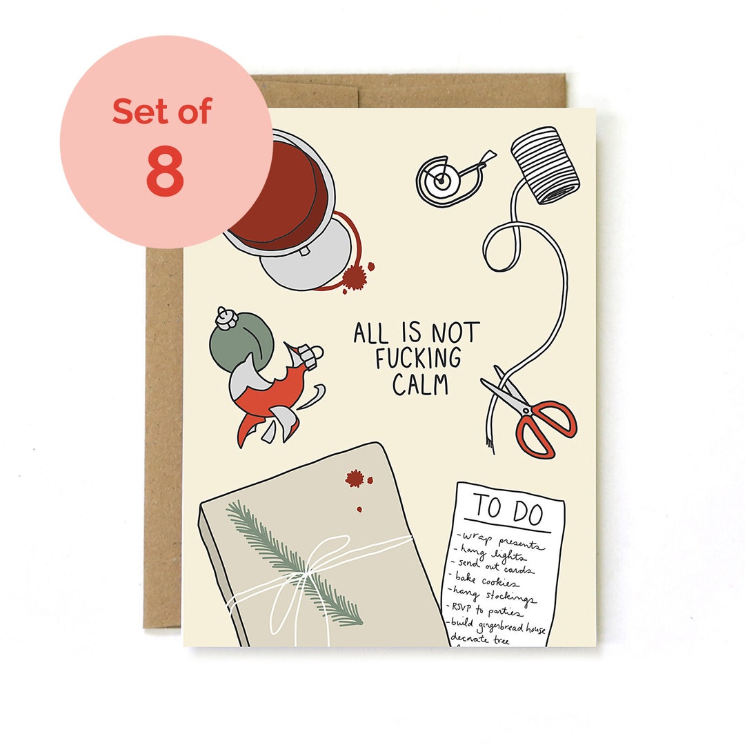 Set of Funny Holiday Cards Funny Christmas Card Set All is Not Calm