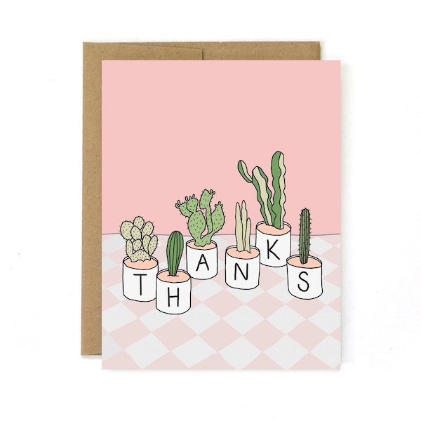 Thank You Card - Thank You Plant Card - Appreciation Card - Cactus Plant Card