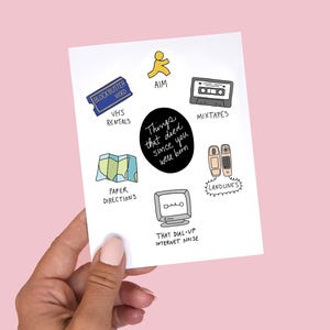 Funny Nostalgic Birthday Card for 80s 90s Kid Millennial Gen Z - Things That Died Since You Were Born