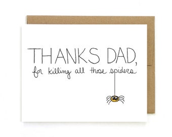 Funny Fathers Day Card - Dad Card - Card for Dad - Spiders