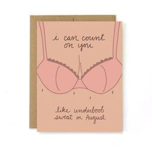 Funny Card for Friend - Funny Thank You Card - Friendship Card - Underboob Sweat