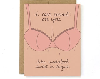 Funny Card for Friend - Funny Thank You Card - Friendship Card - Underboob Sweat