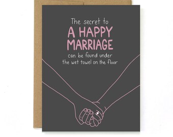 Wedding Card - Card for Couple - Bridal Shower Card - Secret to a Happy Marriage