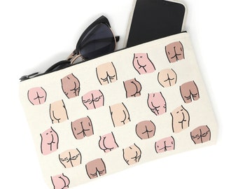 Gift for Her - Butt Makeup Bag - Funny Gift - Zipper Pouch - Cosmetic Bag - Butts