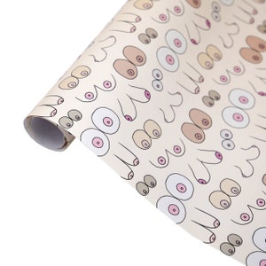 Unique Funny Christmas Holiday Gift Wrap Roll - Boob Wrapping Paper - Funny Gag Gift Wrap - Mature