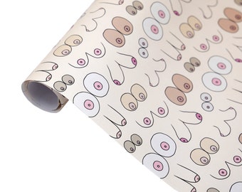 Unique Funny Christmas Holiday Gift Wrap Roll - Boob Wrapping Paper - Funny Gag Gift Wrap - Mature