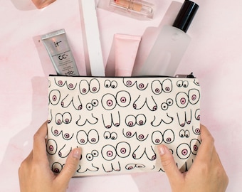 Boob Pouch Women's Accessory Gift Makeup Bag for Her Boob Breast Augmentation Job Breast Cancer Oncologist Feminist Female Empowerment