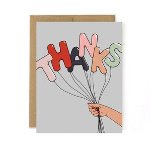 Thank You Card Thank You Balloons Card Appreciation Card Balloon Thank You Card image 1