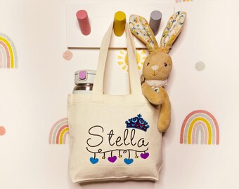 Personalized Canvas Tote Bag: Kids Gift Bag, Custom Toddler Purse