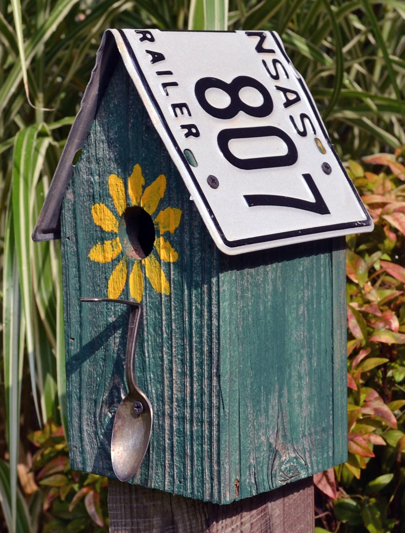 Rustic Birdhouse Spoon Birdhouse License Plate Birdhouse Etsy