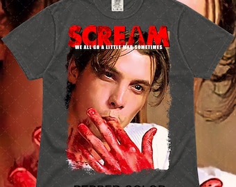 Camiseta retro de Billy Loomis gritando, camiseta de terror para Halloween, camiseta para fans de los asesinos, regalo para fans de las películas de terror de los 90, camiseta "Veamos una película de terror" ID