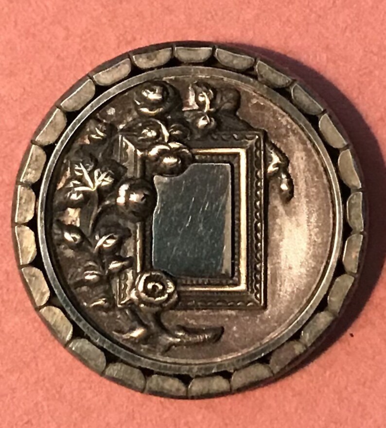 Antique Mirror button with flowers Etsy