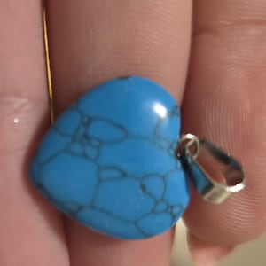 Blue Howlite turquoise Heart Pendant love romantic blue heart pendant. Gift for her