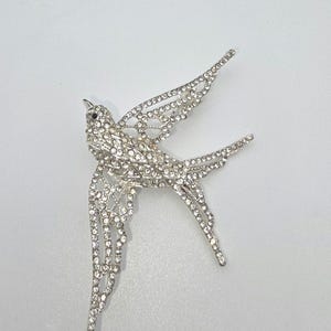Authentic Vintage Crystals Silver tone  Bird Brooch Signed "Napier".