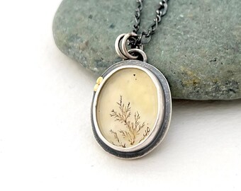 Dendritic Agate Necklace - Sterling Silver Pendant