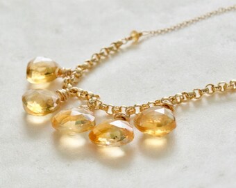 Citrine Necklace - 14K Gold Fill