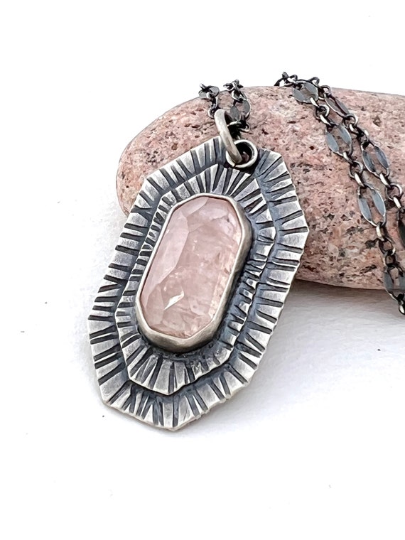 Pink Tourmaline Necklace - Sterling Silver Bezel Set Pendant
