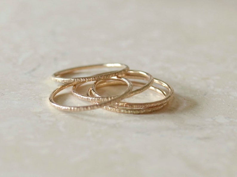 Rose Gold Stacking Rings Set of 5 Etsy