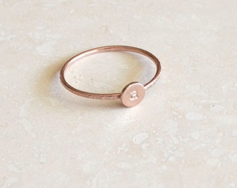 Rose Gold Monogram Ring - Stackable Initial, Custom Letter, Personalized Initials, Stacking, Rose Gold Initial Ring