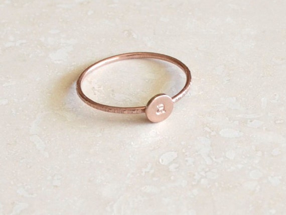 Rose Gold Monogram Ring - Stackable Initial, Custom Letter, Personalized Initials, Stacking, Rose Gold Initial Ring