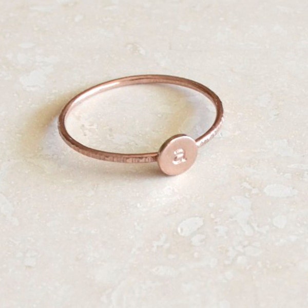 Rose Gold Monogram Ring - Stackable Initial, Custom Letter, Personalized Initials, Stacking, Rose Gold Initial Ring