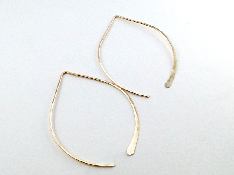 Wishbone Earrings Large Gold Filled image 2