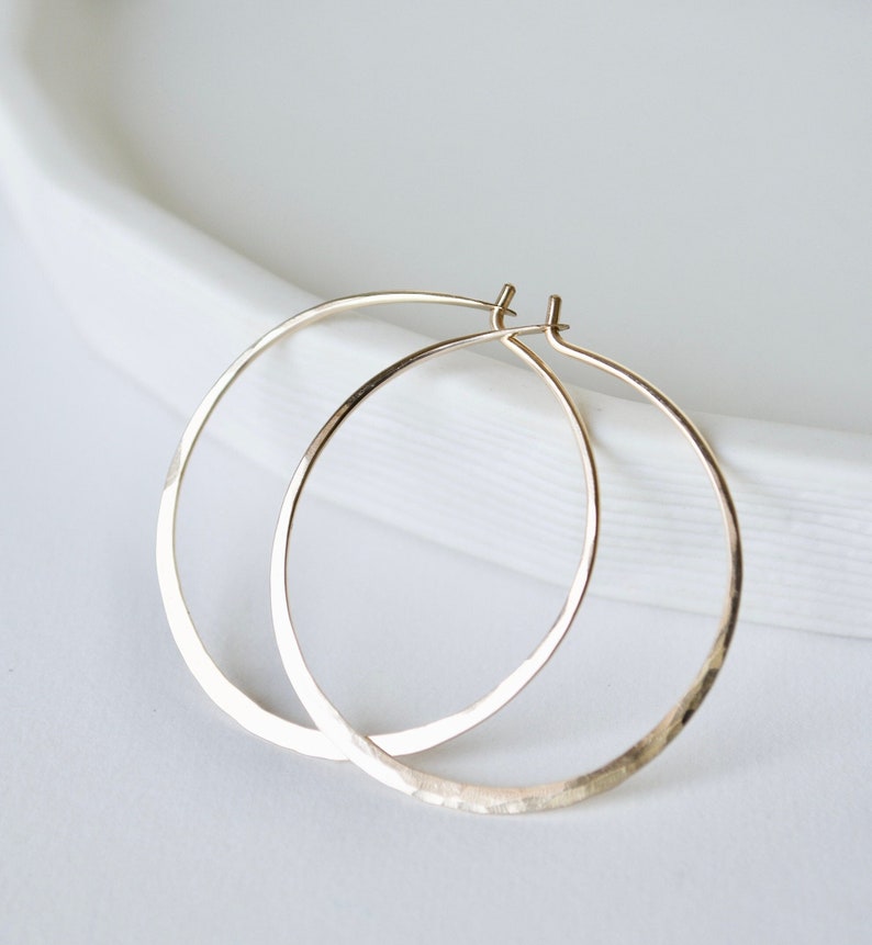 Gold Hoop Earrings, Gold Hoops image 1