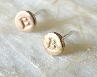 Gold Monogram Stud Earrings