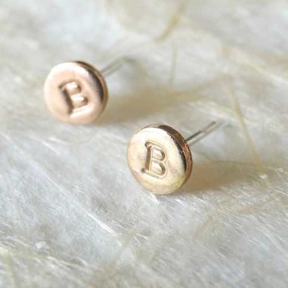 Gold Monogram Stud Earrings