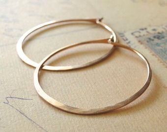 Handmade 14K Rose Gold Filled Hoop Earrings, Hammered