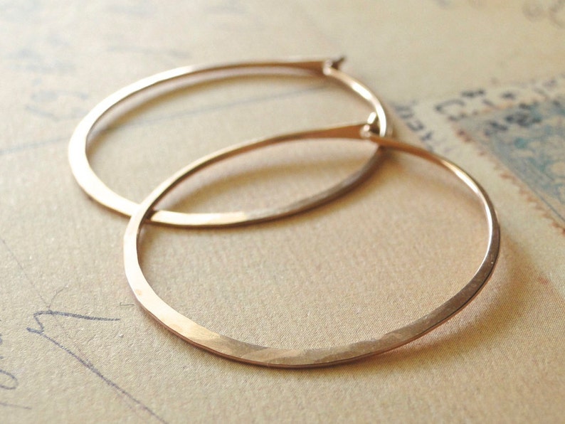 Rose Gold Hoop Earrings, Rose Gold Hoops image 1