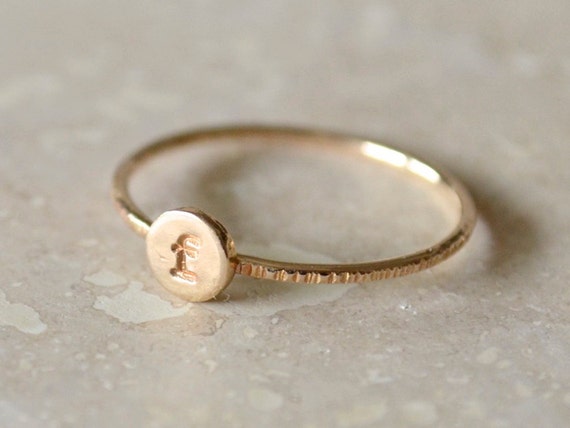 Custom Initial Ring, Gold Initial Ring, Personalized Stacking Letter, Gold-Filled, Monogram, Stackable, Bridesmaid