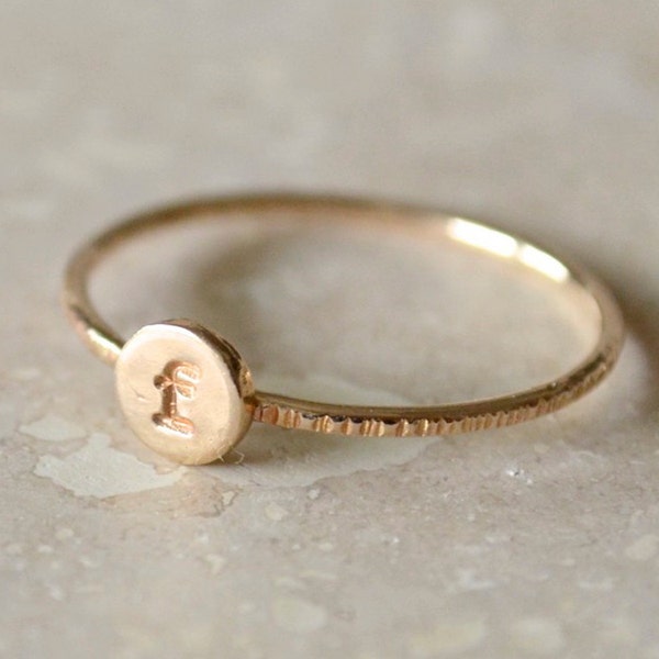 Custom Initial Ring, Gold Initial Ring, Personalized Stacking Letter, Gold-Filled, Monogram, Stackable, Bridesmaid