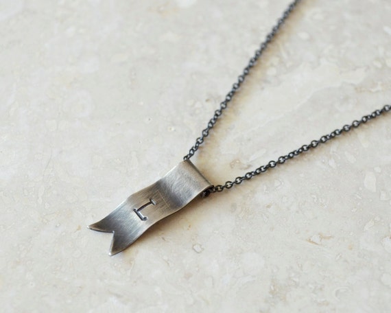 Initial Banner Necklace - Sterling Silver