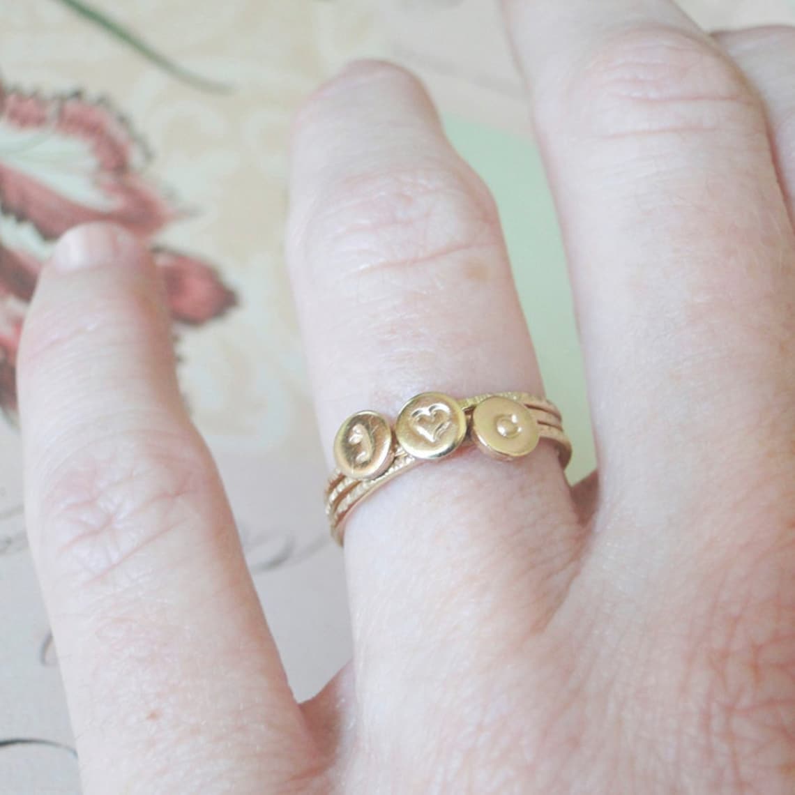 Stacking Initial Rings Gold-filled Set of Three Custom - Etsy