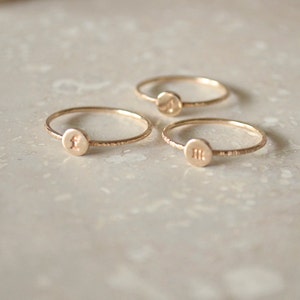 Stacking Initial Rings Gold-Filled Set of Three, Custom, Personalized, Monogram Ring, Stackable Initials, Midi image 4