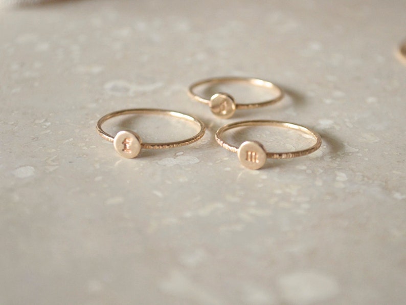 Stacking Initial Rings Gold-Filled Set of Three, Custom, Personalized, Monogram Ring, Stackable Initials, Midi image 4