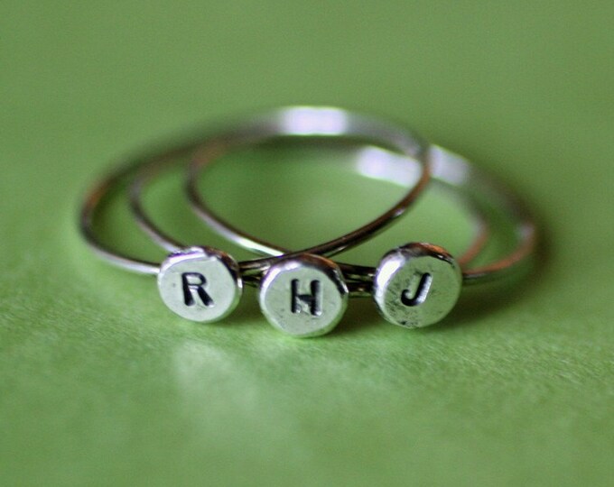 CUSTOM Recycled Silver Initial Rings - Etsy