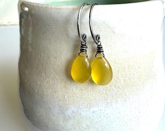 Yellow Opal and Sterling Silver Earrings